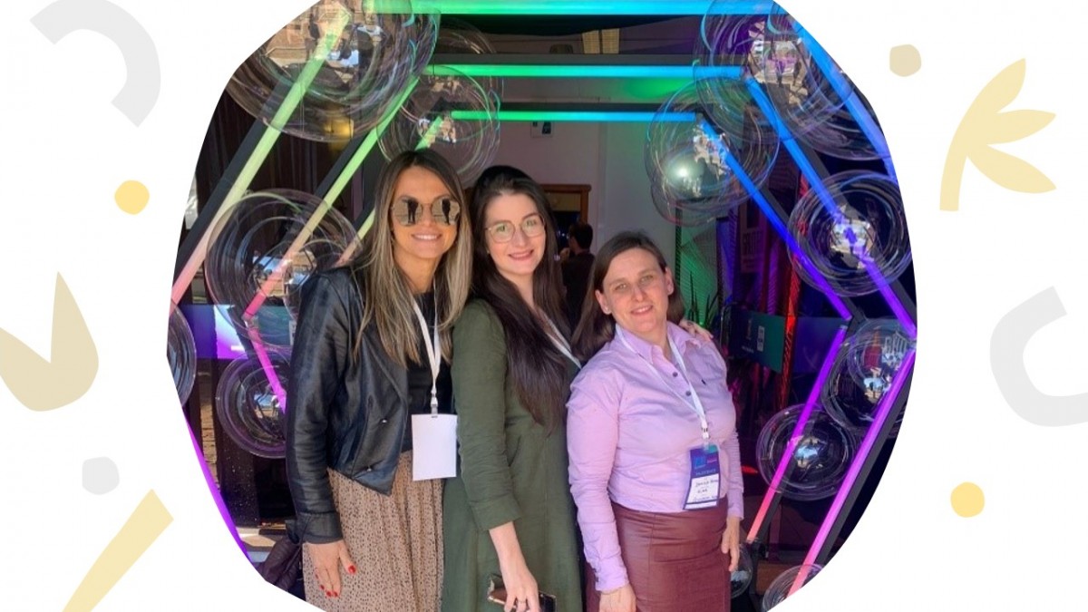 Taynara Domigues Bom, gestora de Inovação da região Sul; Micheli Rosa de Castro, Projeto NANOSUL, e Daniela Fernandes Ramos representaram a Região Sul.
